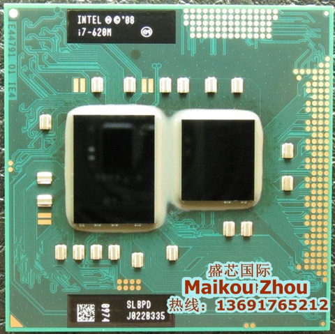 Intel Core I7 620m  i7 620M cpu 4M 2.66GHz 3333 MHz Dual-Core Laptop processor I7-620M Compatible HM57 HM55 can work ► Photo 1/1