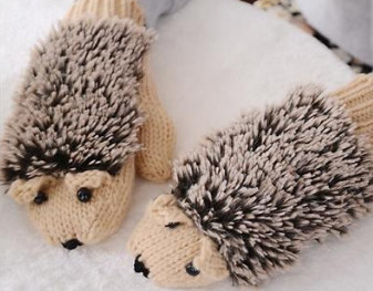 Women's Winter Gloves Without Fingers Knitting Wool Warm Mittens Fingerless Cartoon Hedgehog Gloves Birthday Present ► Photo 1/6