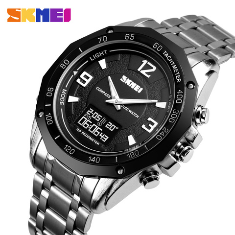 SKMEI Mens Digital Watches Military Compass Sport Watches Countdown Waterproof Alarm Calorie Calculation Men Quartz Wristwatches ► Photo 1/6