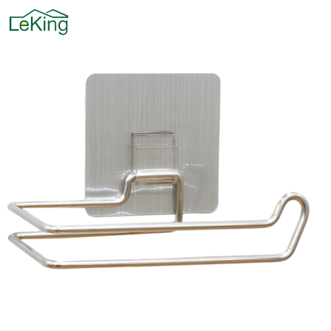 LeKing Toilet Kitchen Roll Paper Holder Stainless Steel Repeatedly Washable Stick Hooks Rack Bathroom Storage Accessories ► Photo 1/6