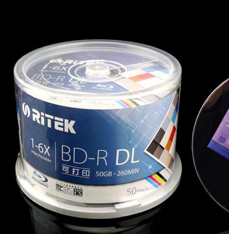 BD-R 50G 50 PCS/Pack - RITEK BD-R 1-6X 50GB BDR Disc Printable Blue-ray BD-R Blank disc 100% genuine Ritek (Taiwan) ► Photo 1/6
