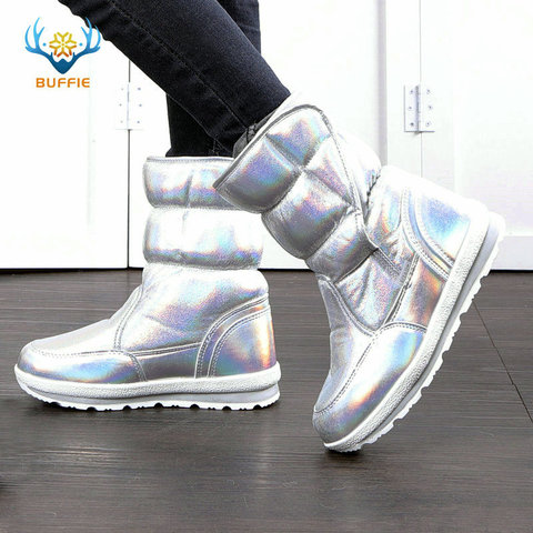 2022 New Winter fashion women boots mixed natural wool female warm boots waterproof thick fur full size silver lady snow boots ► Photo 1/6