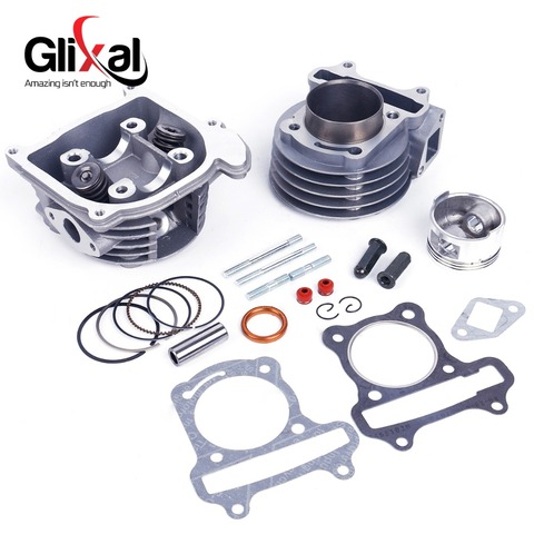 Glixal GY6 100cc 50mm Scooter Engine 4-stroke 139QMB 139QMA Moped Big Bore Cylinder Rebuild Kit Cylinder Head assy (69mm Valve) ► Photo 1/6