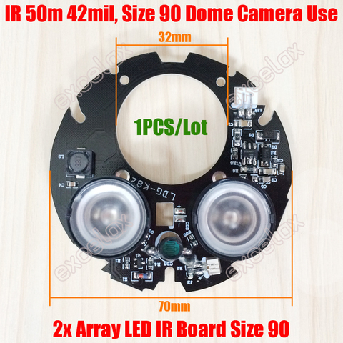 DIY 2pcs LED Array 42mil IR 20-50M Round PCB Board Size 90 Infrared Night Vision 850nm for CCTV Security Dome Camera Case Casing ► Photo 1/6
