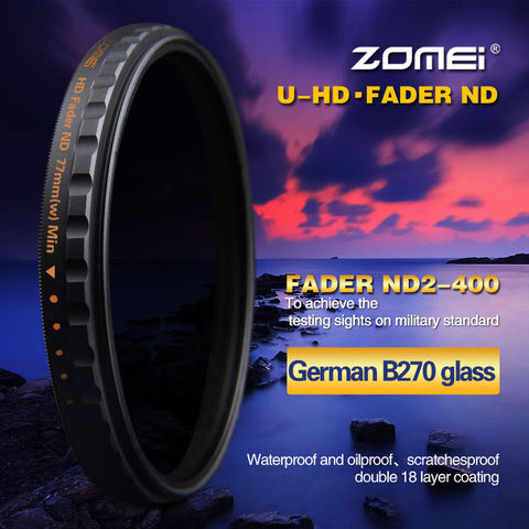 Zomei 52/58/67/72/77/82mm PRO Slim HD ND2-400 Fader ND Filter Variable Neutral Density Lens Filter for Canon NIkon Sony Pentax ► Photo 1/6