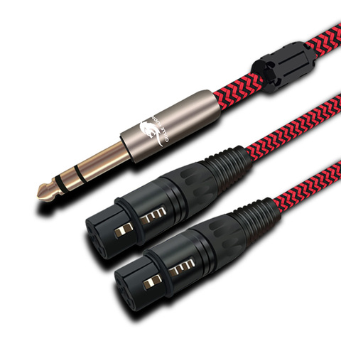 High Quality Stereo Male 6.35mm to Dual XLR Female 3Pin Shield Audio Cable For Microphone Mic Mixer Amplifier 1m 2m 3m 5m 8m ► Photo 1/2