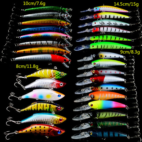 Hot 30pcs/Lot High Quality Fishing lure Mixed 4 Models or 30 Color Minnow lure Fishing Tackle VIB Lures Mix Fishing Bait ► Photo 1/5