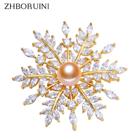 ZHBORUINI 2022 Fine Jewelry New Natural Freshwater Pearl Brooch Creative Snowflake Brooch Pins Pearl Jewelry Women Accessories ► Photo 1/6
