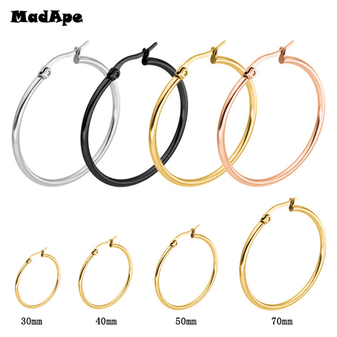 MadApe Pendientes Mujer Hoop Earrings Stainless Steel Gold/Silver Color Circle Basketball Earring For Women /Girl Jewelry ► Photo 1/6