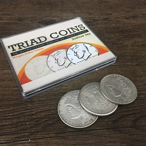 Triad Coins (Morgan Gimmick) Magic Tricks Produce Vanish Change Three Coin Magia Close Up Illusions Gimmick Props Mentalism Fun ► Photo 1/6
