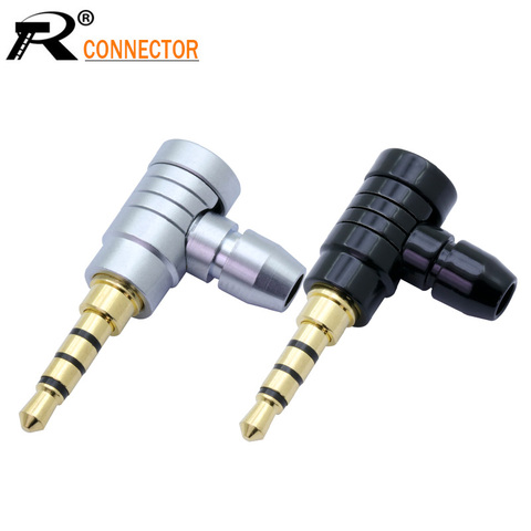 1pc Jack 3.5mm 4 Pole Stereo Audio Right Angle Barss Plug Jack Cable Solder Adapter Connector ► Photo 1/6