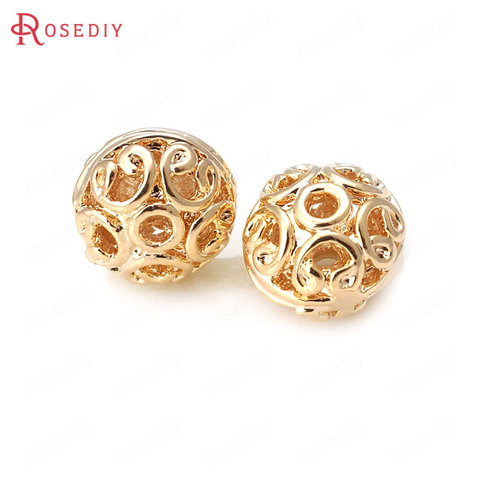 (31909)6PCS 10*7MM 24K Champagne Gold Color Brass Hollow Wheel Spacer Beads Bracelet Beads High Quality Diy Jewelry Accessories ► Photo 1/4