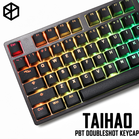 taihao pbt double shot keycaps for diy gaming mechanical keyboard Backlit Caps oem profile light through black ► Photo 1/6