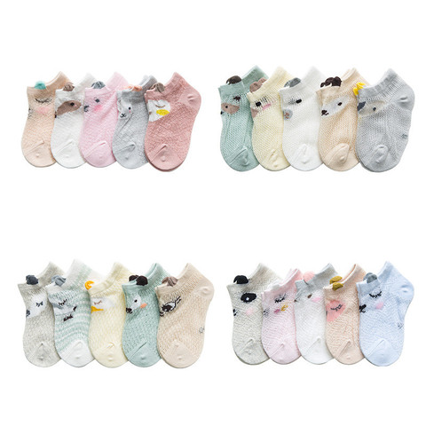 Baby Socks Newborn 5Pairs/lot Summer Mesh Thin Baby Socks for Girls Cotton Infant Casual Boy Girls Toddler Socks Cartoon ► Photo 1/6