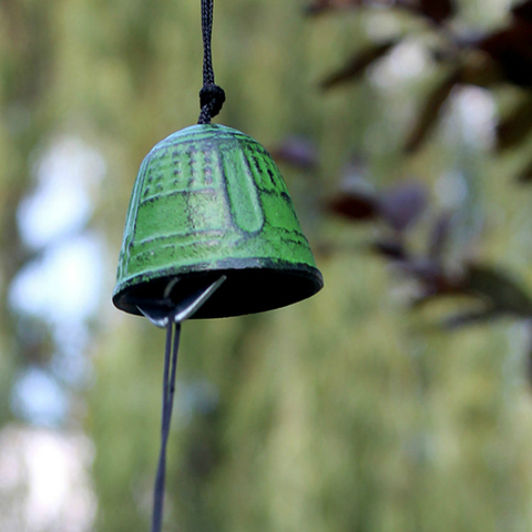 Japanese Nambu Cast Iron Outdoor Wind Chime Furin Cloche a Vent Metal Temple Praying Good Luck Bell ► Photo 1/6