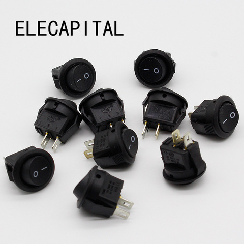 5* Small Round Black 2-Pin 2-Files 3A/250V 6A/125V Rocker Switch Seesaw Power Switch ► Photo 1/5
