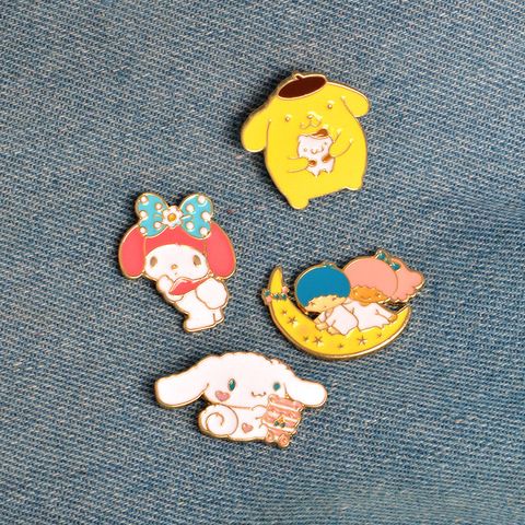 The New Cartoon Dog pin /Rabbit/ Cat/ Moon /Child Boy Girl Metal Enamel Brooch Button Badge Jeans Decoration Brooch ► Photo 1/6