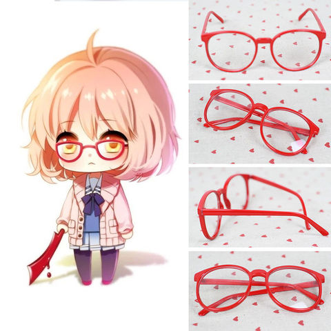 Kyoukai no Kanata Kuriyama Mirai Red Round Glasses Cosplay Accessorie With Lens ► Photo 1/5