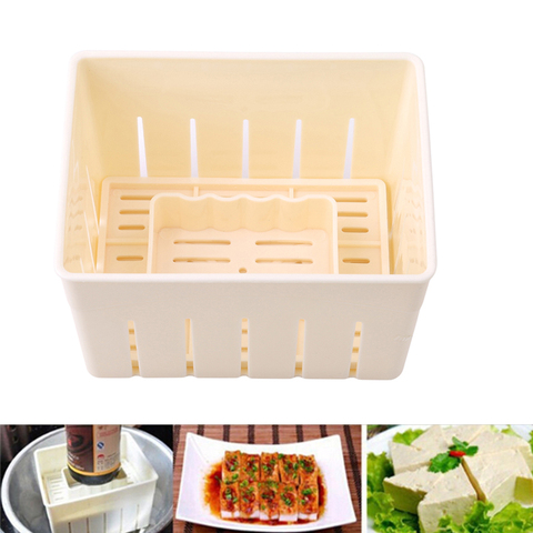 Hot DIY Plastic Tofu Press Mould Homemade Tofu Mold Soybean Curd Tofu Making Mold With Cheese Cloth Kitchen Cooking Tool Set ► Photo 1/5