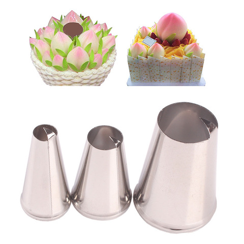 3pcs Peach Nozzle Decorating Tips Stainless Icing Piping Cream Nozzles Heart Shape Pastry Nozzle Birthday Cake Decorating Tools ► Photo 1/4