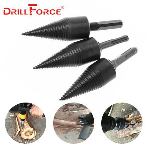 Drillforce Firewood Splitter Machine Drill Wood Cone Reamer Punch Driver Drill Bit Split Drilling Tools 130x32mm ► Photo 1/6