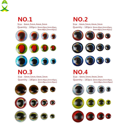 JSM 183pcs/lot 3mm 4mm 5mm 6mm mixed sizes bionic 3D epoxy fishing eyes resin artificial lure 3D eyes fly lure material ► Photo 1/1