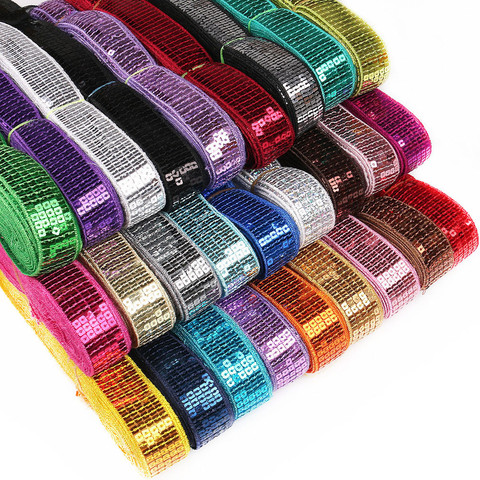 5 Yards/lot 25mm Sequin Beading Trim Lace Spangle Ribbons For hand craft Garments Head dress Decoration ► Photo 1/6