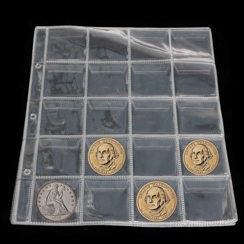 Plastic 20 Pockets Classic Coin Holders Sheets for Storage Collection Album Pockets Coin Storage Coin Purses Free Shipping ► Photo 1/6