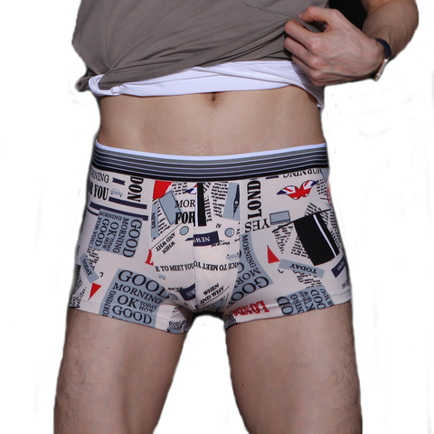 Mens Underwear Boxer Briefs Breathable Ice Silk U Pouch Cartoon Comfort  Panties