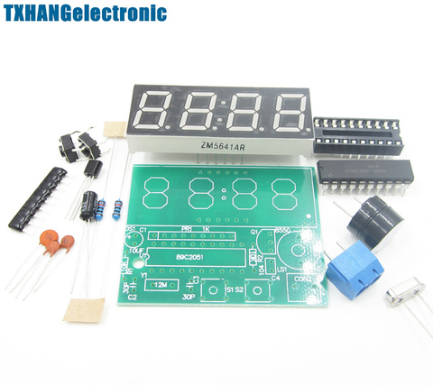 AT89C2051 Digital 4 Bits Electronic Clock Electronic Production Suite DIY Kit ► Photo 1/4