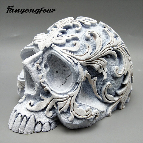 3D skull pattern silicone mold fondant cake mold resin plaster chocolate candle candy mold free shipping ► Photo 1/6