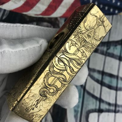 WZH Time hourglass Snake sword of god 5 style watch video handmade brass 1918 automatic kerosene pipe Pattern lighter ► Photo 1/6