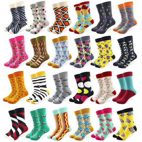 29 Patterns Men's Funny Combed Cotton Happy Socks Colorful Multi Pattern Long Tube Skateboard Casual Socks for Men ► Photo 1/6