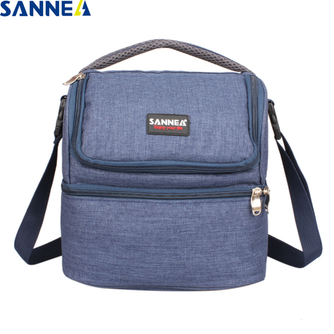 SANNE 7L Double Decker Lunch Bag Thermal insulated Oxford polyester insulated lunch bag work outdoor portable picnic lunch bag ► Photo 1/6