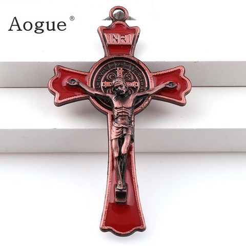 Colorful Enamel  Jesus Crucifix Double Draw Crosses Charms INRI Saint Benedict Crucifix Pendants For  Pendants Necklace ► Photo 1/6