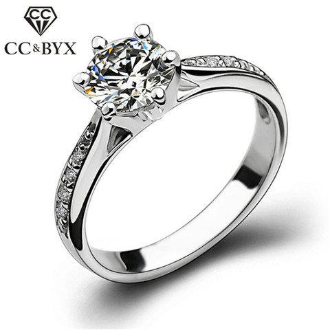 CC Trendy Jewelry Silver Rings For Women Bridal Wedding Cubic Zirconia Round Stone Ring Bijoux Femme Engagement Anel CC1455 ► Photo 1/6