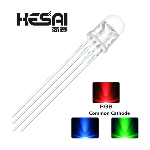 5mm RGB LED Common Cathode 4Pin Red Green Blue LED Round Tricolor LED Light Emitting Diode Transparent Lamp ► Photo 1/2