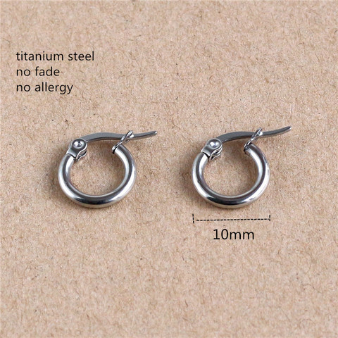 10mm Titanium 316L Stainless Steel Circle Hoop Earrings Vacuum Plating No Fade Anti-allergy ► Photo 1/2