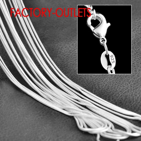 10pcs Wholesale Pure Genuine 925 Sterling Silver Snake Necklace Fashion Necklace Chain Top Quality Multi Size 16''-30'' Big Sale ► Photo 1/1
