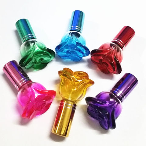 1PC 6ml Colorful Rose Shaped Empty Glass Perfume Bottle Small Sample Portable Parfume Refillable Scent Sprayer Bottle ► Photo 1/6