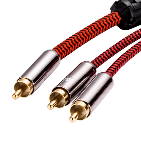 HIFI 0.5m,1m,1.5m,2m,3m,5m Subwoofer Y Cable RCA 1 Male to 2 Male Audio  cable
