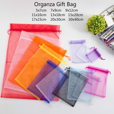 10pcs (9 Size) Gift Bag Jewelry Packaging Organza Bag Pouche Jewelry Packing Bag Birthday Party Decor Wedding Christmas Supplies ► Photo 1/6