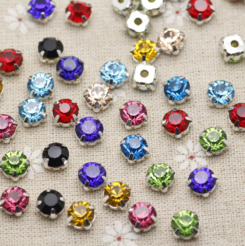 200pcs 3.8mm Colorful Mix color Silver Base Sew On Stone With Claws Plated Setting Chatons Crystal Glass Stones Dress Decoration ► Photo 1/6
