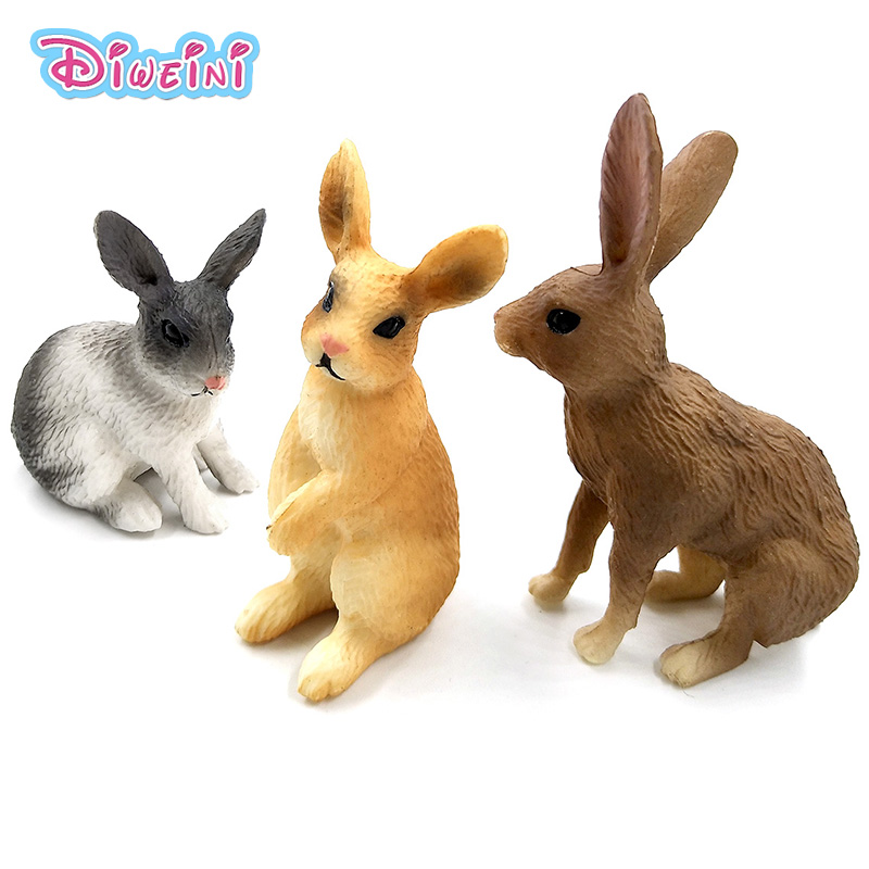 Kids Gift Plastic Fox Hare Rabbit Animal Models Toys Small Figurine  Miniature 