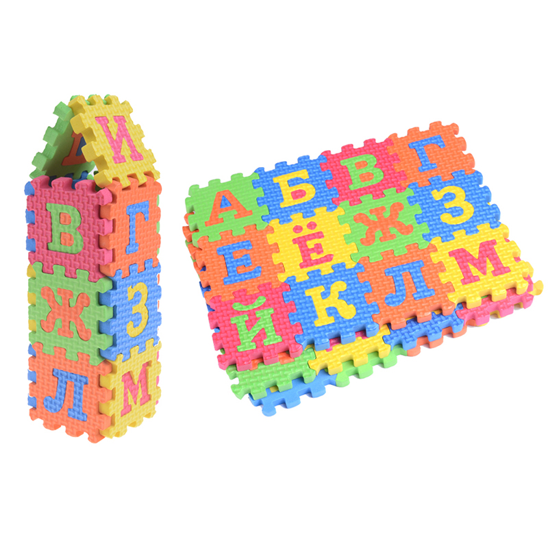 60Pcs EVA Foam Russian Alphabet Letters Numbers Floor Baby Mat Learn toy J_DM 