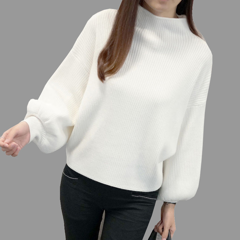 2022 New Winter Women Sweaters Fashion Turtleneck Batwing Sleeve Pullovers Loose Knitted Sweaters Female Jumper Tops ► Photo 1/6