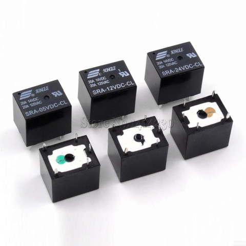 5Pcs 5V 12V 24V 20A DC Power Relay SRA-05VDC-CL SRA-12VDC-CL SRA-24VDC-CL 5Pin PCB Type In stock Black Automobile relay ► Photo 1/3