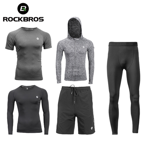 ROCKBROS Running Sets Gym Sportswear Suit Fitness T-shirt Shorts Sports Training Clothes Breathable Jogging Pants Men Sweatpants ► Photo 1/6
