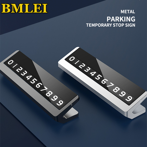 Alloy Metal Car Parking Phone Number Plate Card Universal Hidden Auto Mobile Temporary Stop Sign Interior ( NOT PLASTIC ) ► Photo 1/6