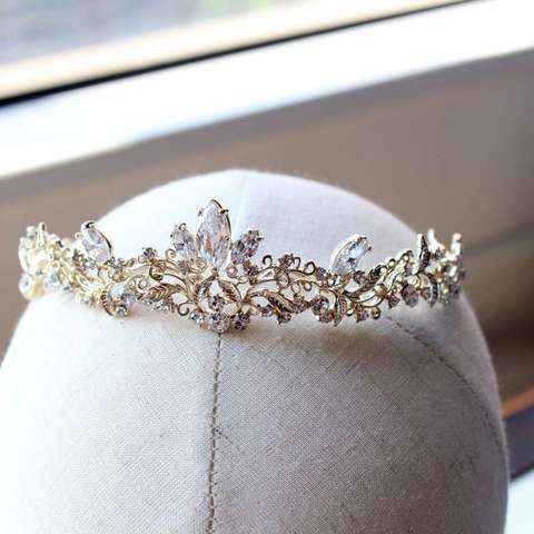 light gold small size zircon tiara brides child tiara wedding hair jewelry ► Photo 1/5